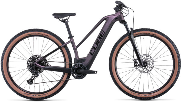 VTT Électrique CUBE REACTION HYBRID EXC 625 29" TRAPEZ Femme Violet 2022– 250 W – 85 Nm – 25 km/h